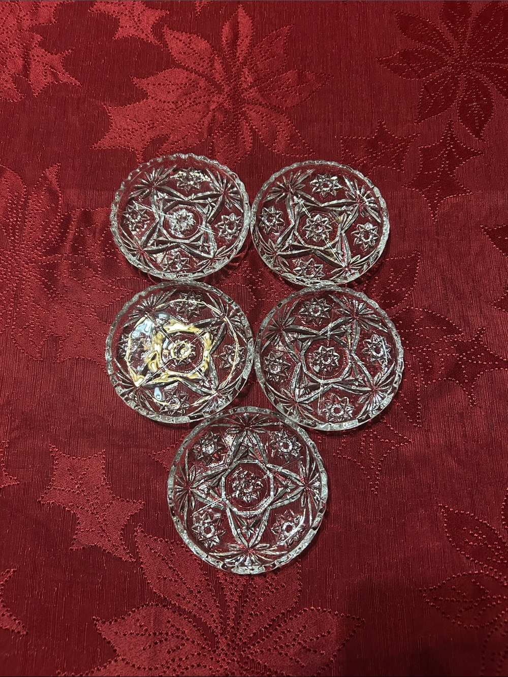 Clear Pressed Glass Coasters - Set of 5